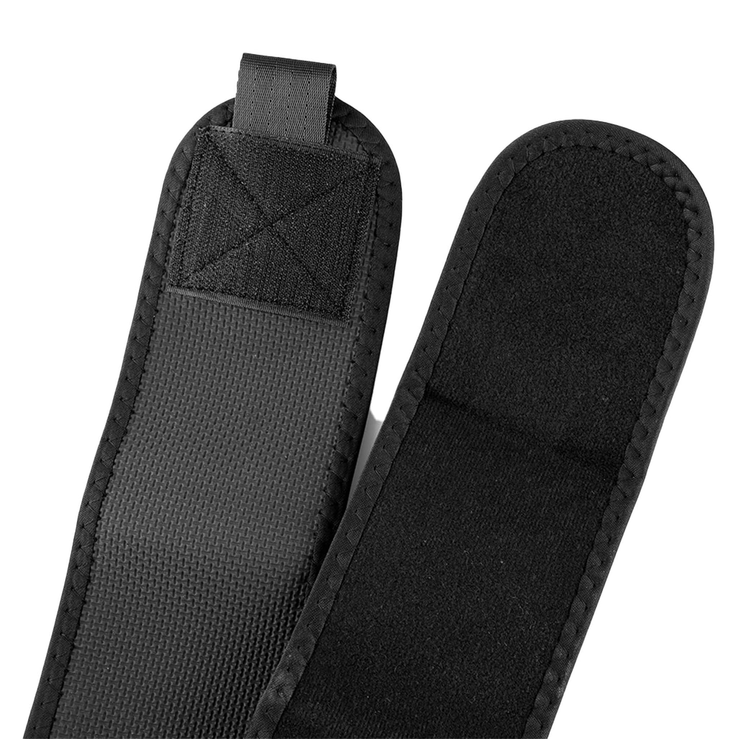 Close-up of the Velcro strip on the back support belt, showing secure fastening for enhanced lumbar and lower back support.